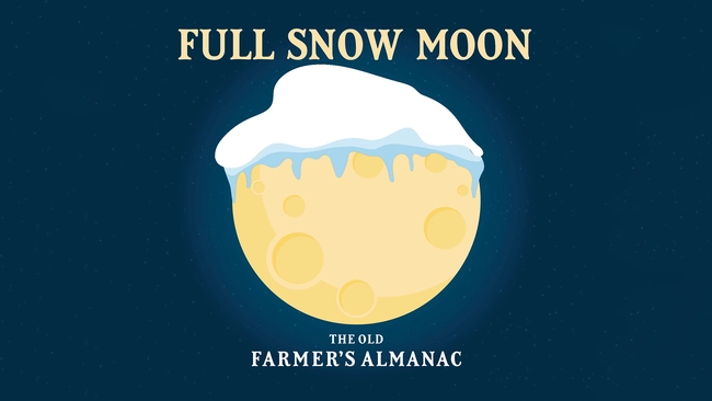 full snow moon, february full moon, the old farmers almanac