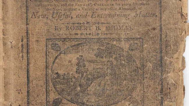 closeup of a section of the cover of the 1801 Old Farmer's Almanac